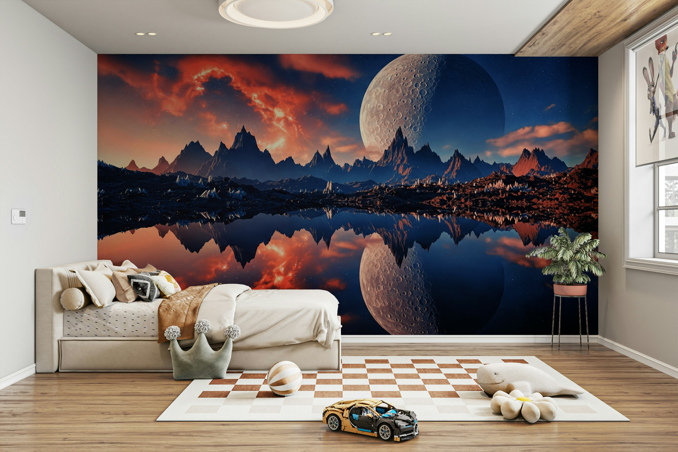 Wall mural of a mirror world.

