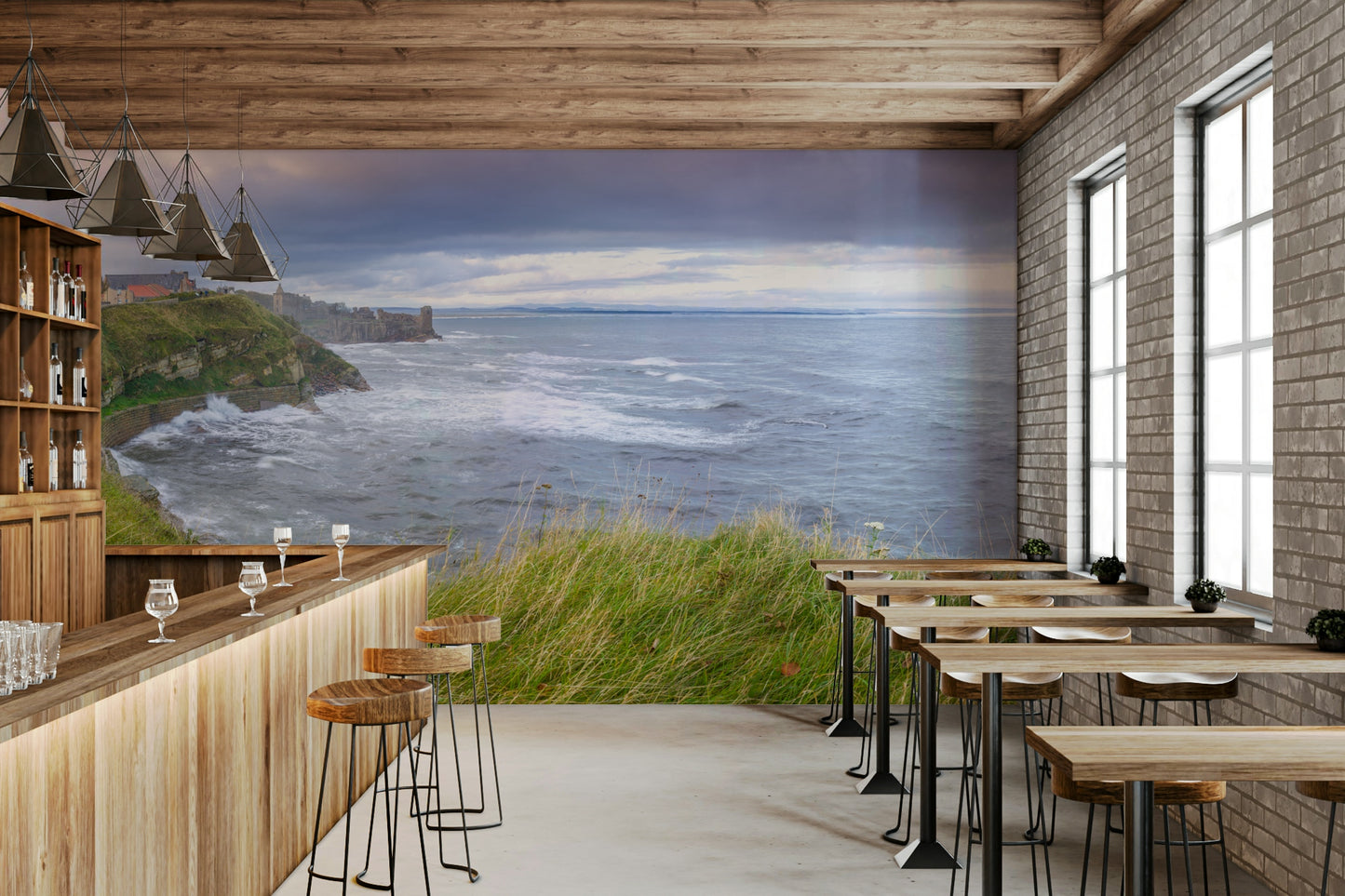 The mural has a soft, graceful feel.

