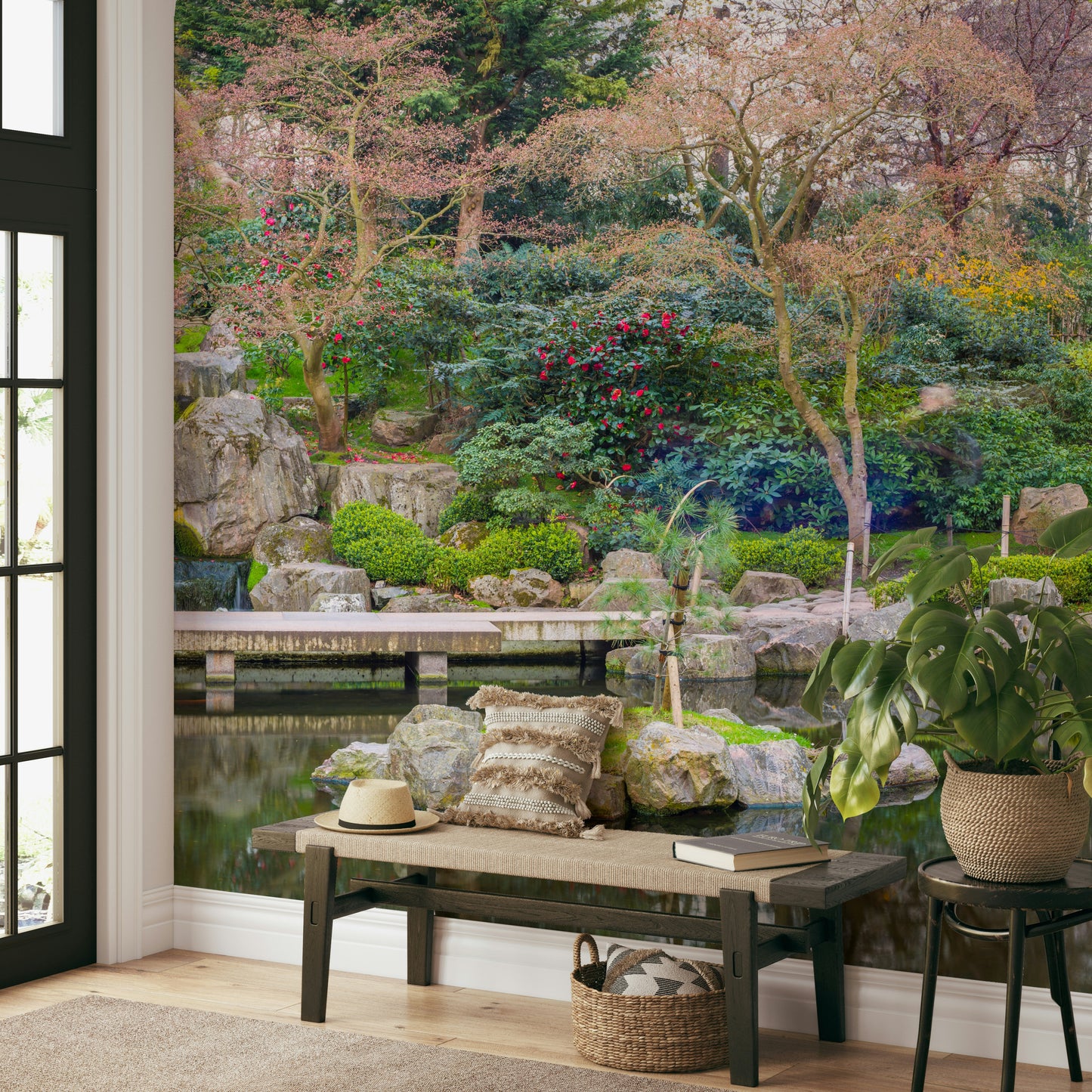 The mural has a soft, graceful feel.

