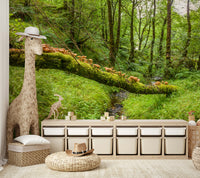 The wallpaper is perfect for a peaceful space.

