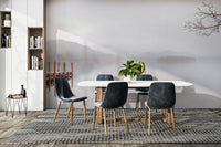 The mural shows a peaceful forest scene.

