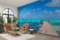 The mural has a soft, graceful feel.

