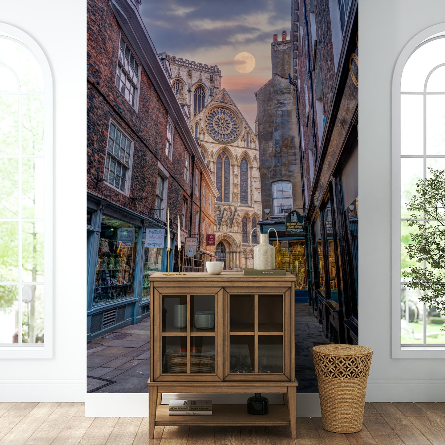 The mural has a soft, graceful feel.

