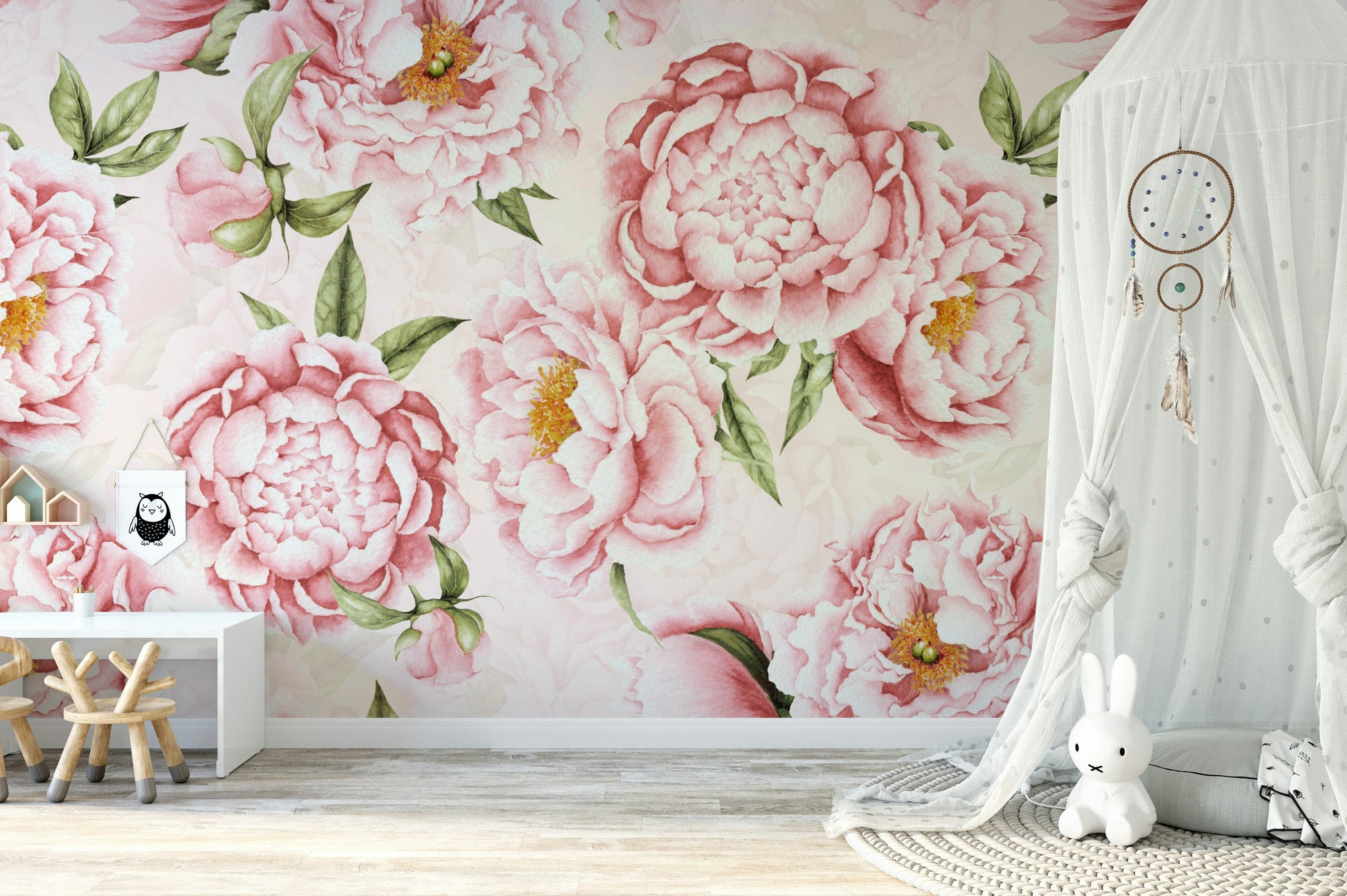 A high-quality print of a tranquil garden.

