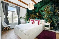 Wall mural with an emerald allure pattern.

