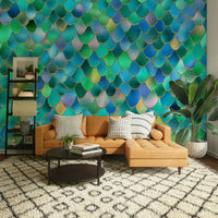 Wall mural with enchanted mermaid scales.

