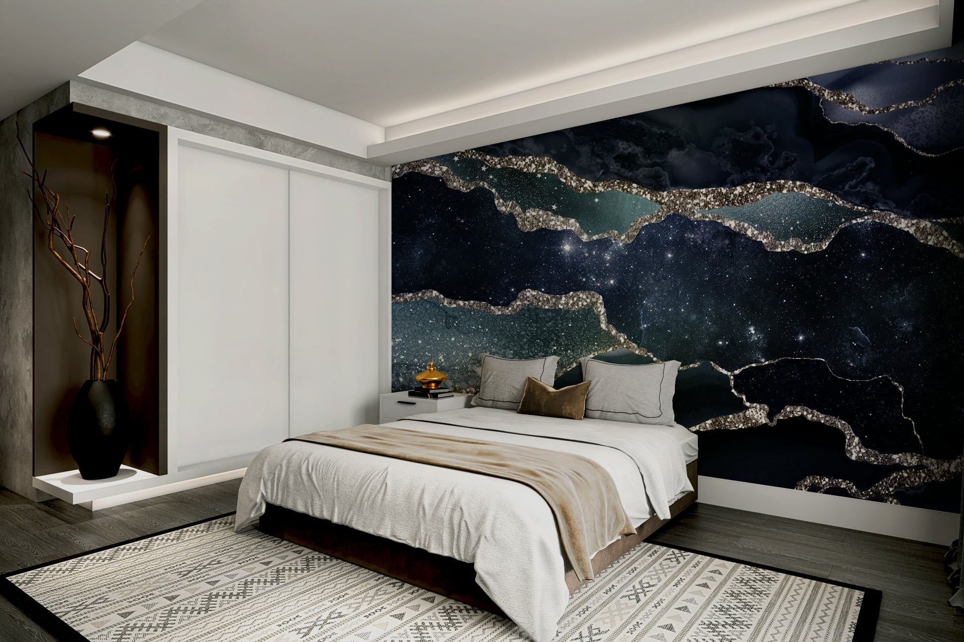 Wall mural with a stardust veins pattern.

