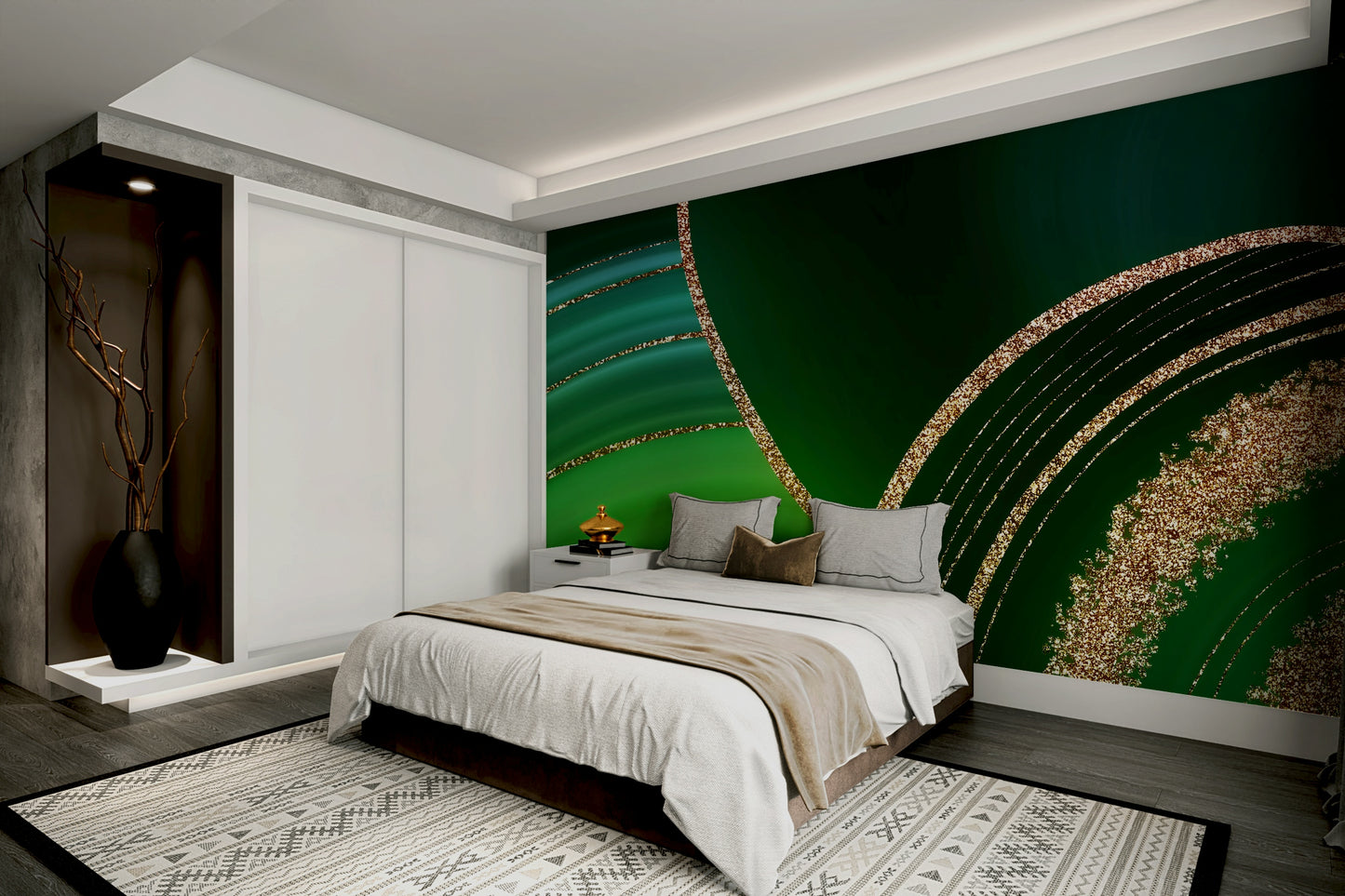 The wallpaper is perfect for an accent wall.

