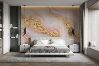 Wall mural with luxe marbling.

