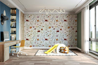 A wall covering with a whimsical and peaceful style.

