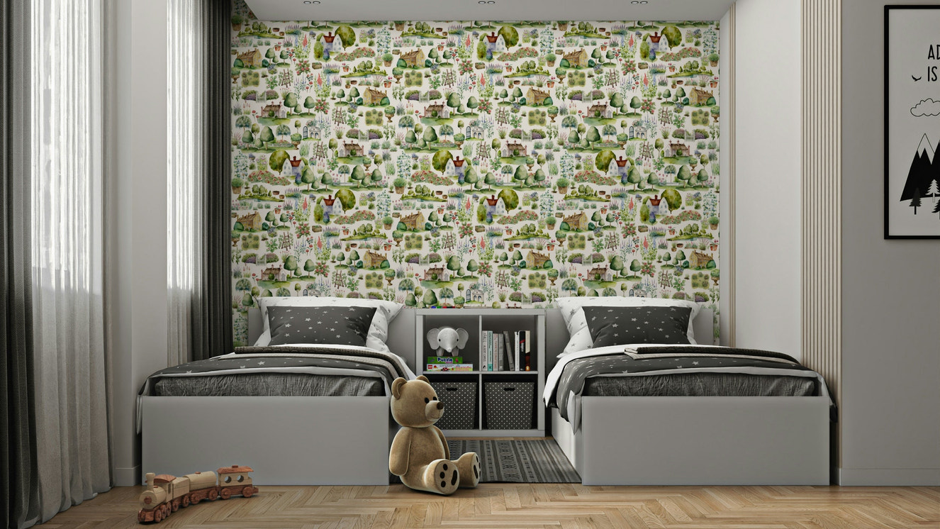 A high-quality print of a cottage garden.

