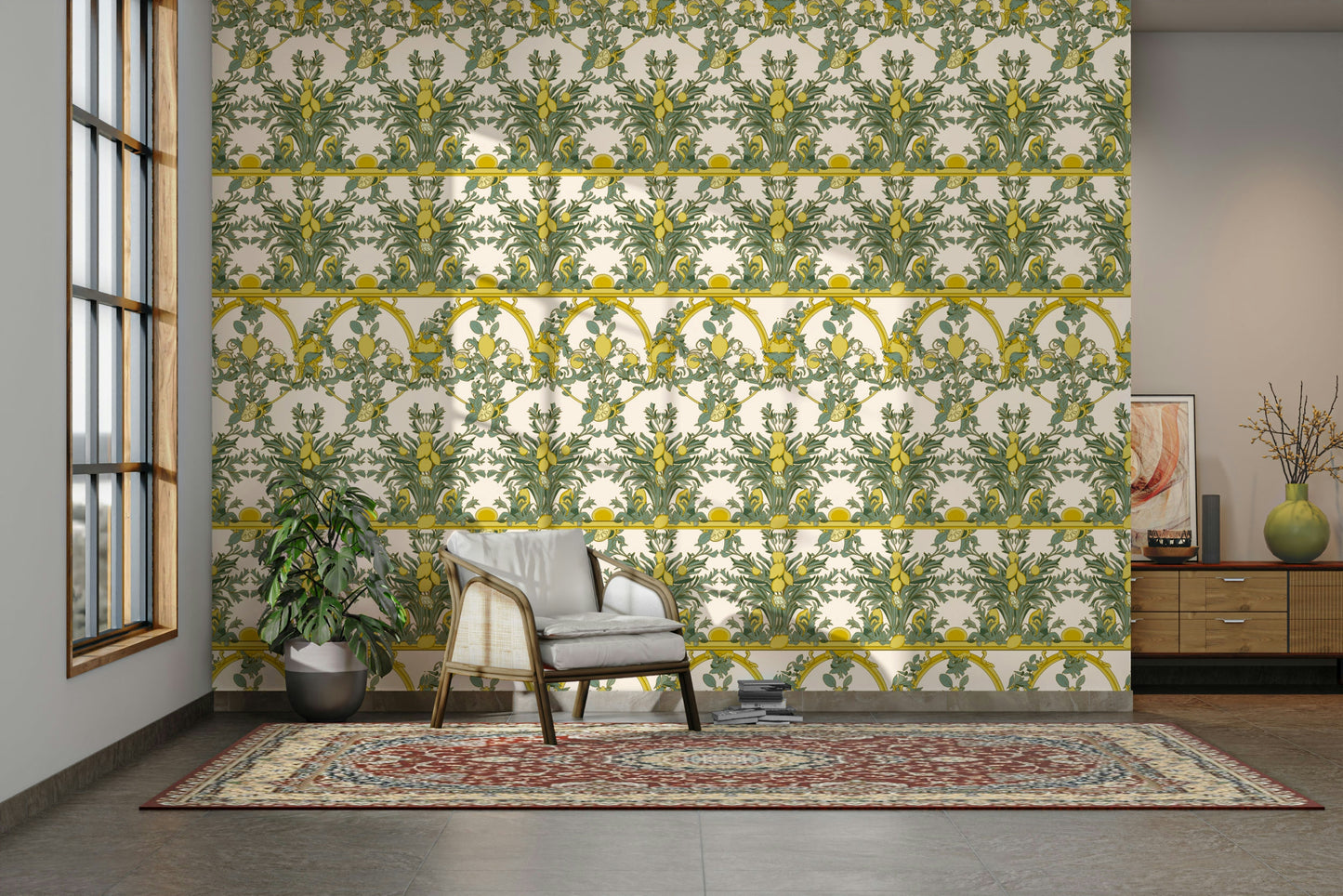 The design features lemons and vines.

