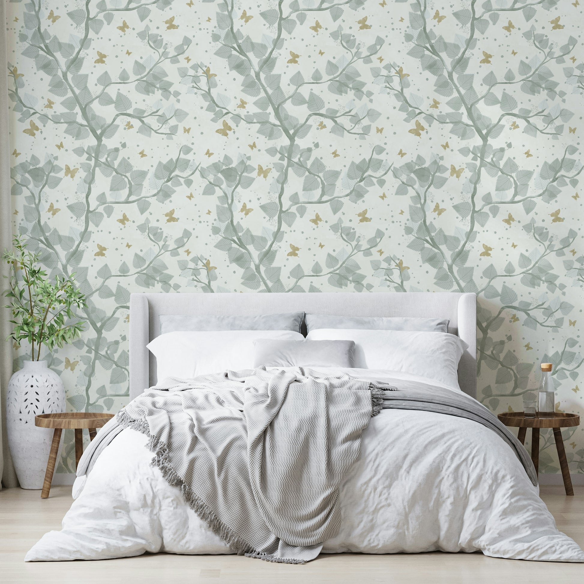 Soft, watercolor-style wallpaper design with a natural theme.

