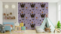 Phantom Castle Foggy Lavender haunted wallpaper.