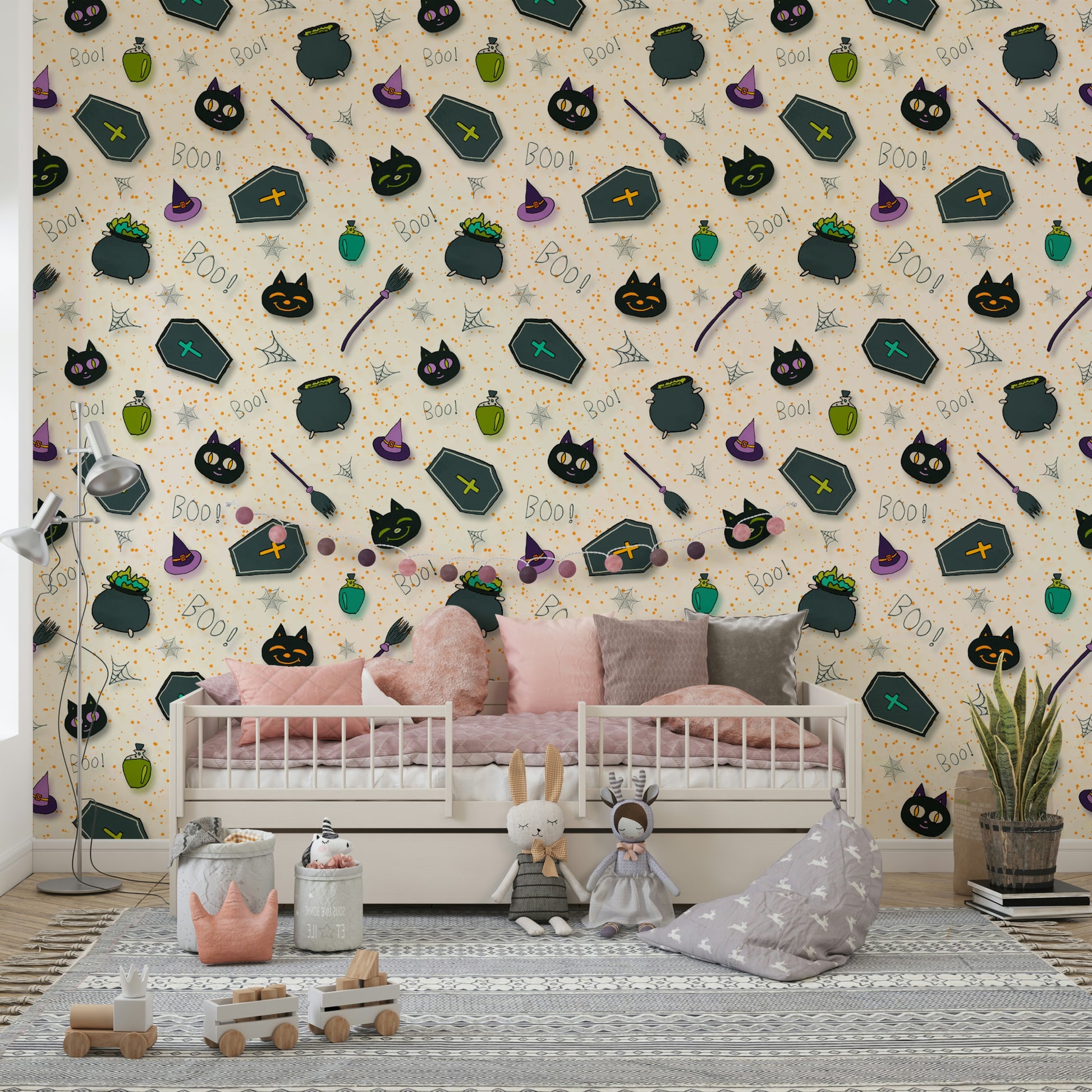 Boo! Halloween Fun Pearl moon mural wallpaper
