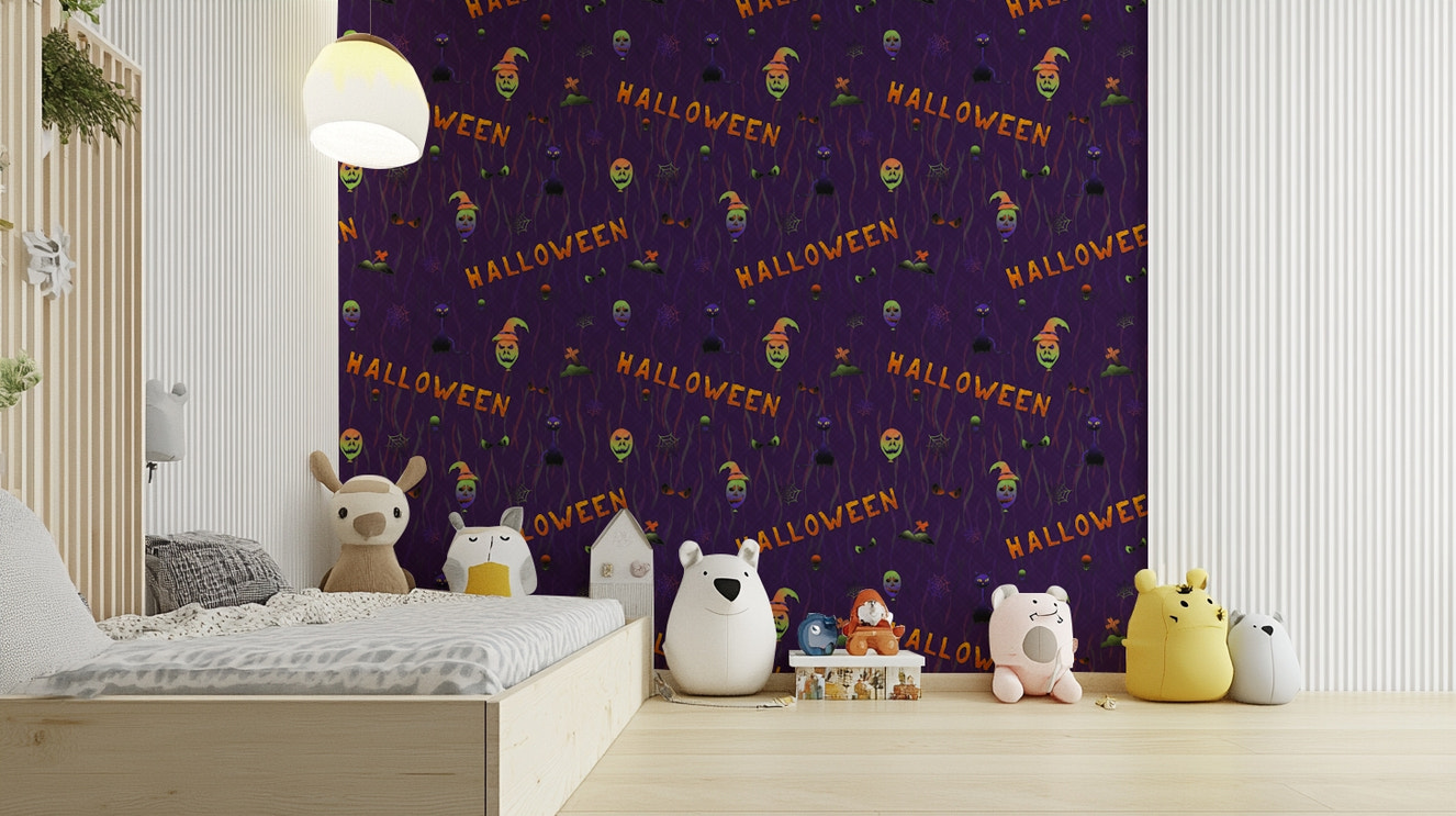 Scary Halloween Purple Wallpaper design