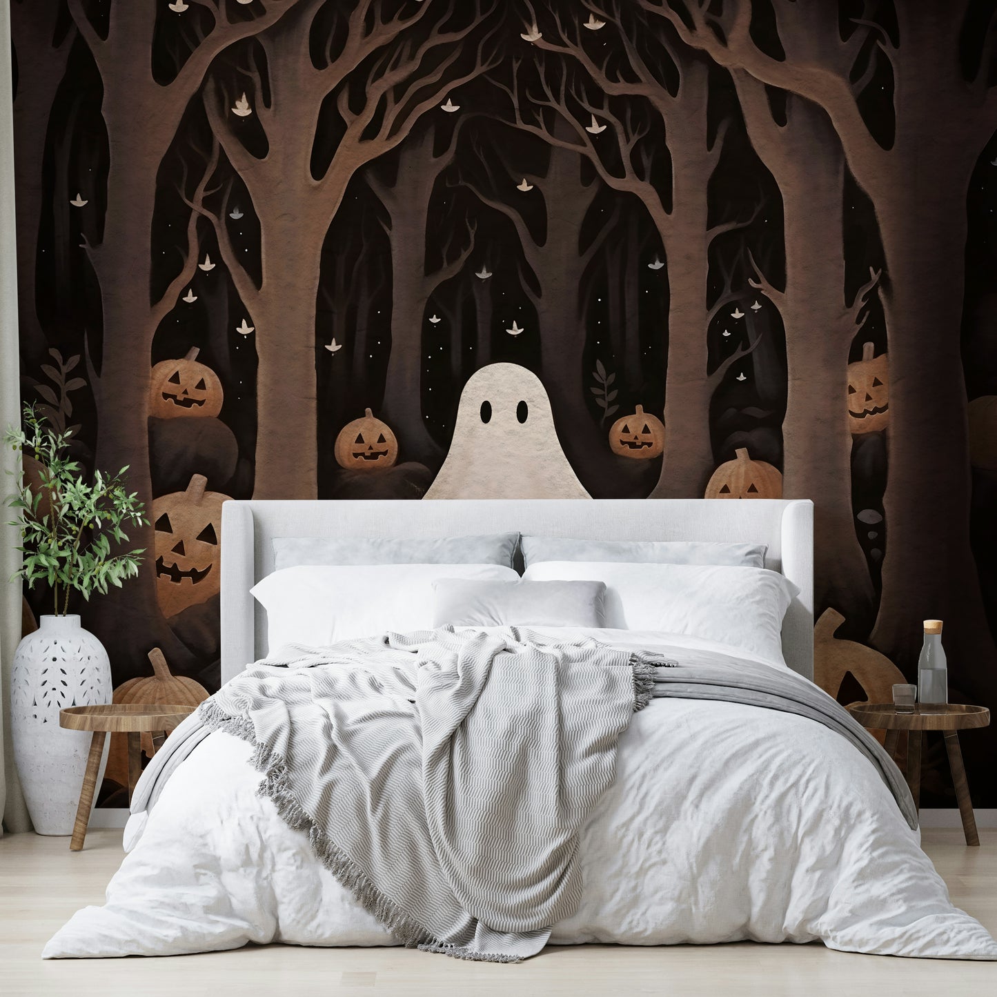 Pumpkins Ghost Wall Mural holiday theme.

