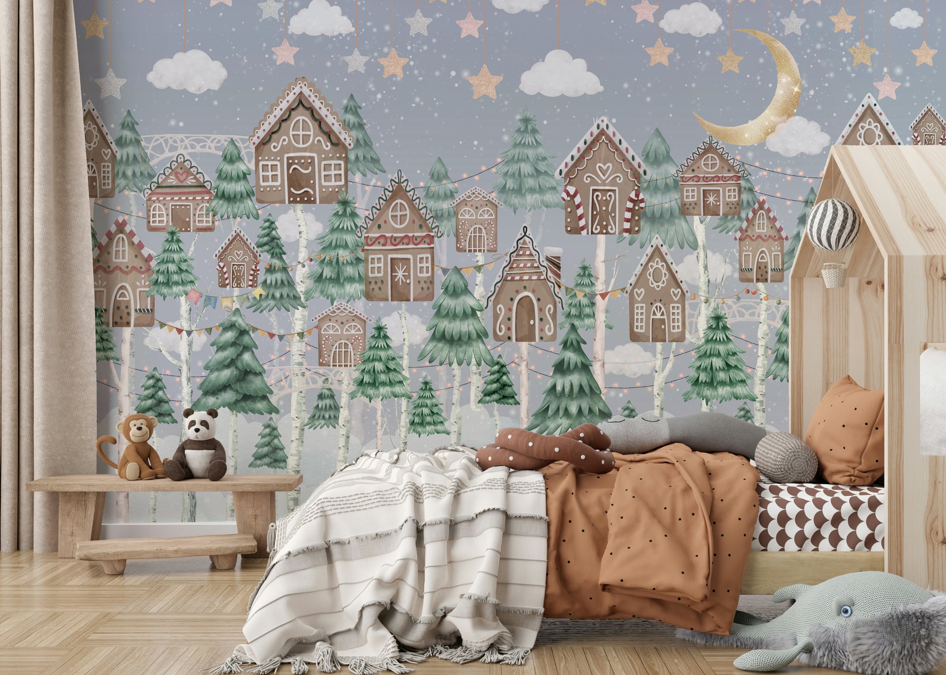 The colors are soft and gentle, with pale blues, whites, and grays.

