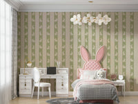 The design features a repeating pattern of serene rabbits.

