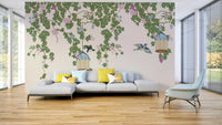 A peaceful wall mural with a magical, whimsical design.

