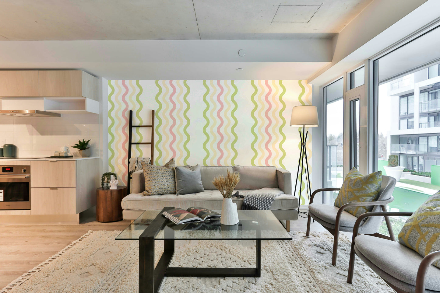 The colors are gentle, with a muted, neutral palette.

