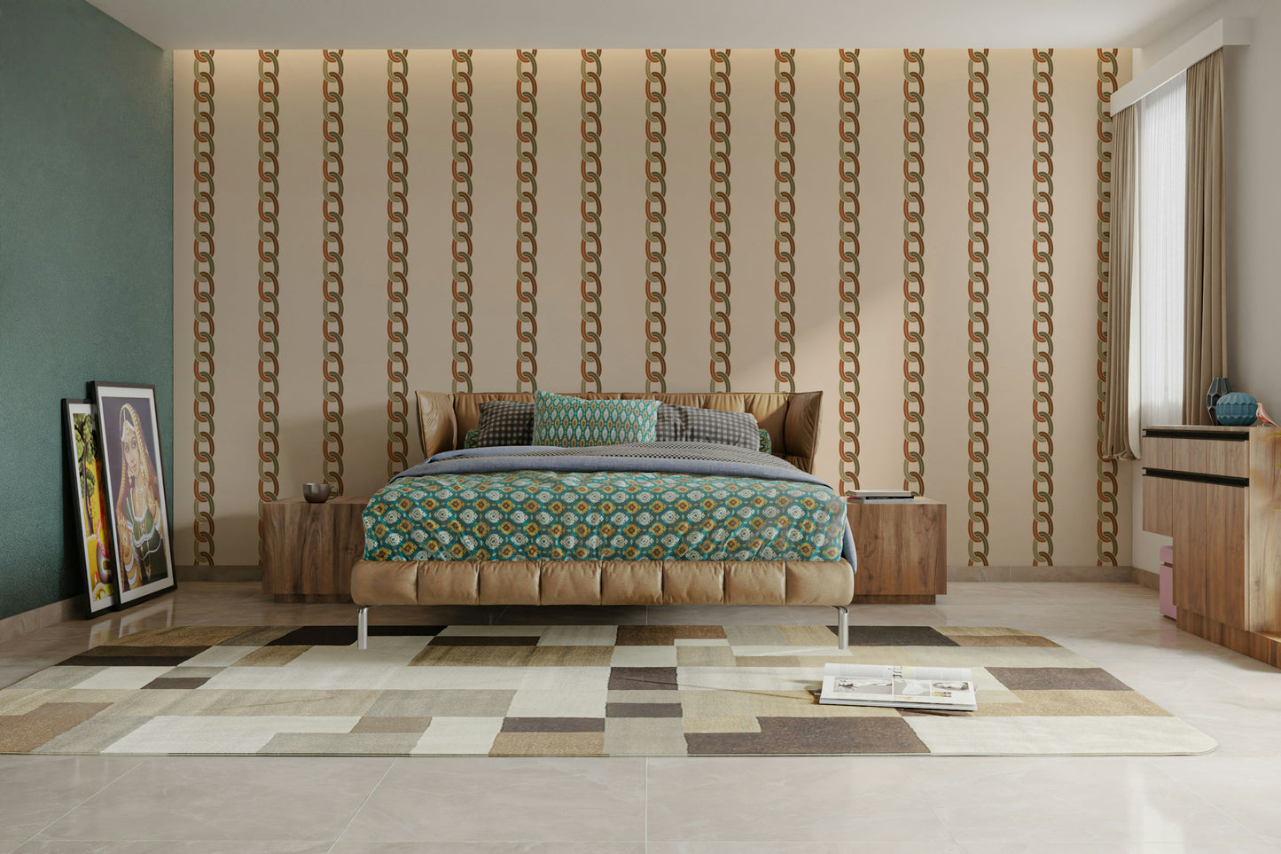 The colors are gentle and cool, with a neutral, gray and beige palette.

