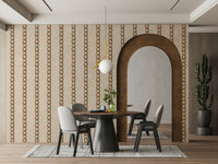 A peaceful wall mural with a modern, geometric design.

