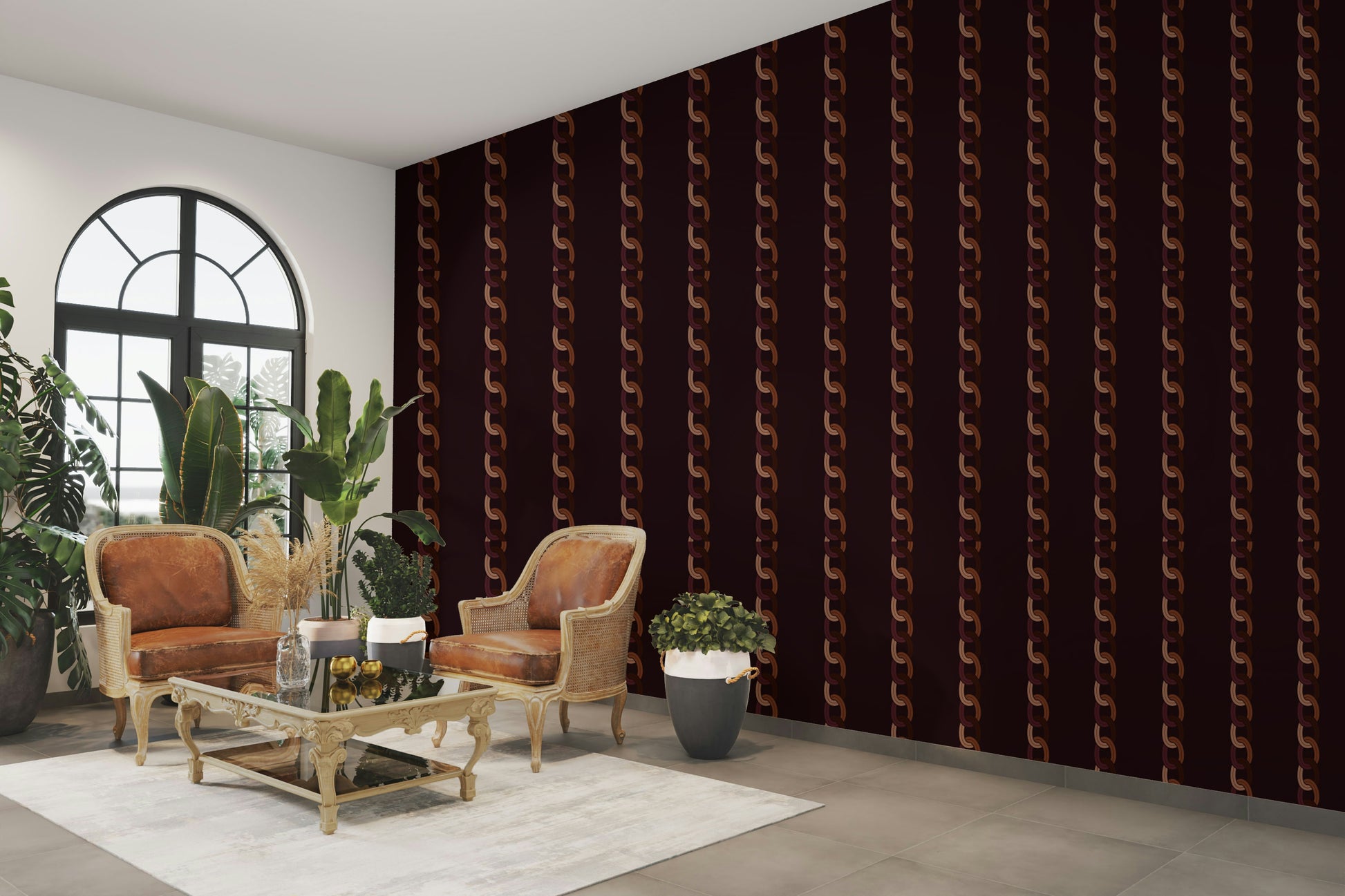 The composition is a harmonious, repeating pattern.

