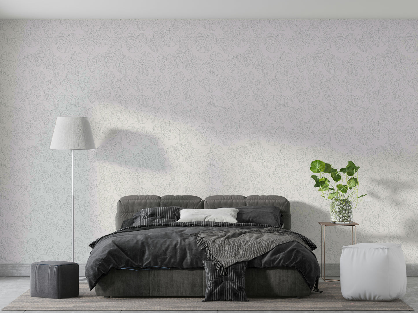 The colors are gentle and lush, with a natural, green and gray palette.

