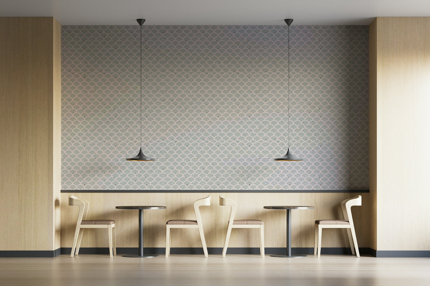 A peaceful wallpaper with a modern, geometric design.

