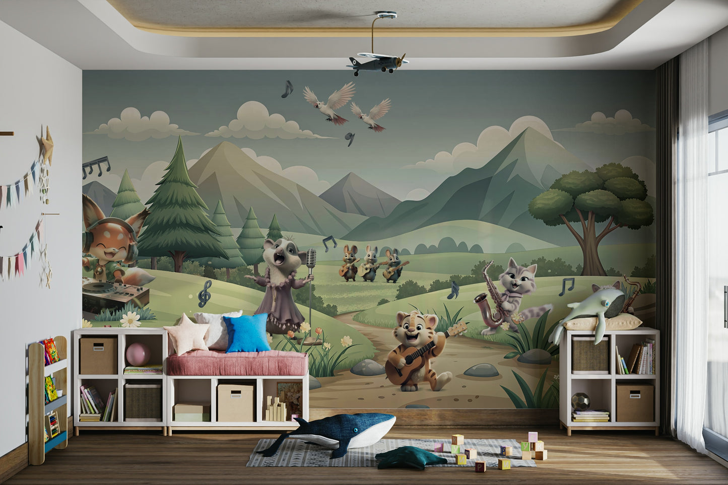 The image is suitable for a kids room or a playroom.

