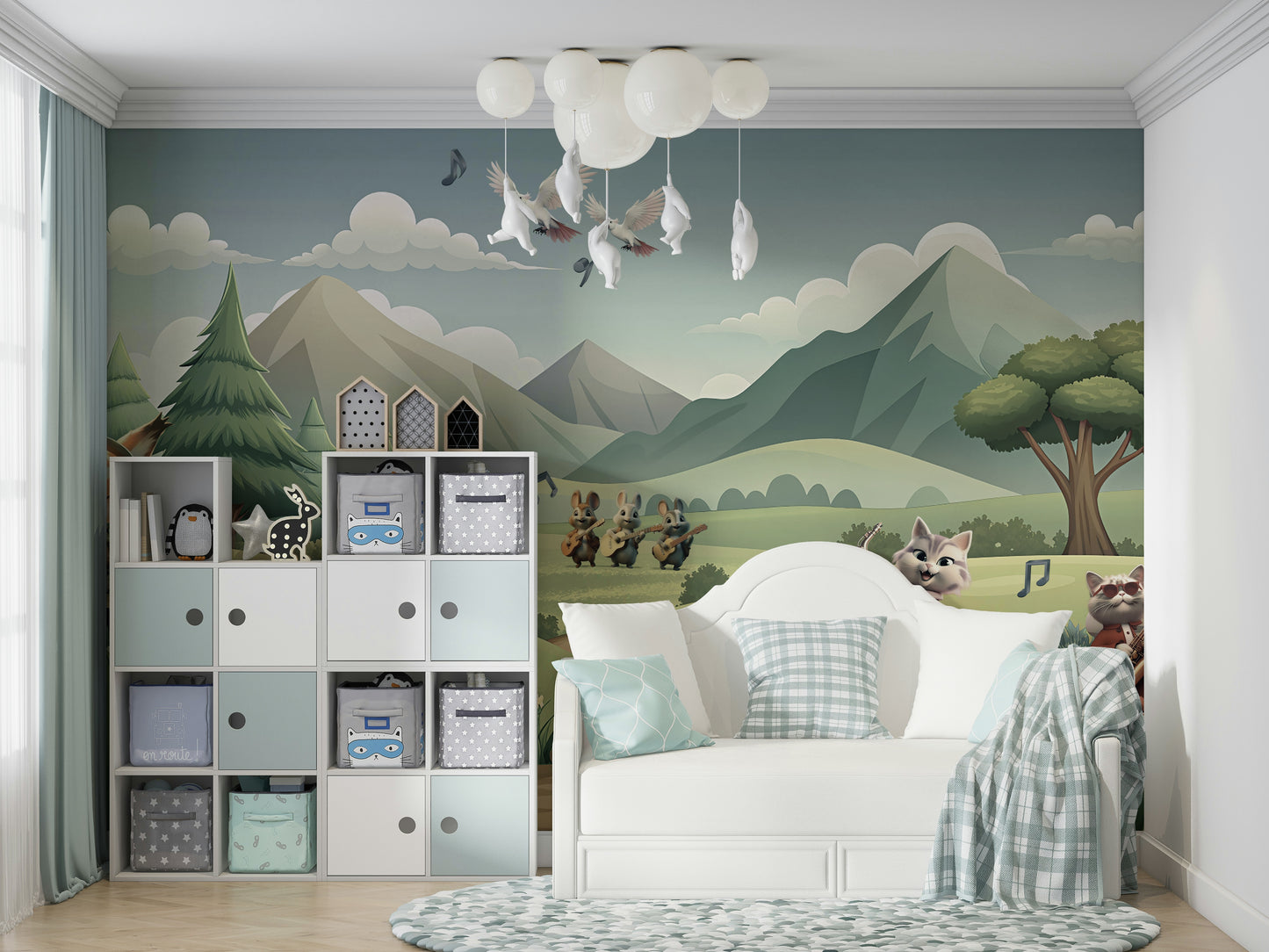 The colors are bright and vibrant, with a lush, natural palette.

