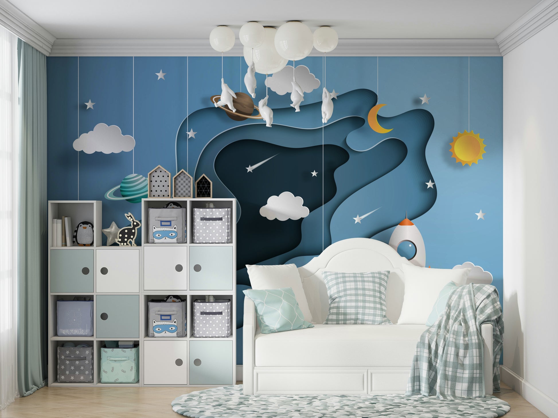 This wallpaper is perfect for a bedroom, a study, or a home theater.
