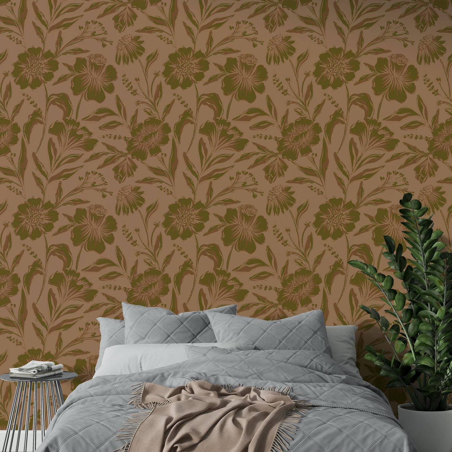 This wallpaper is suitable for a living room, bedroom, or office.
