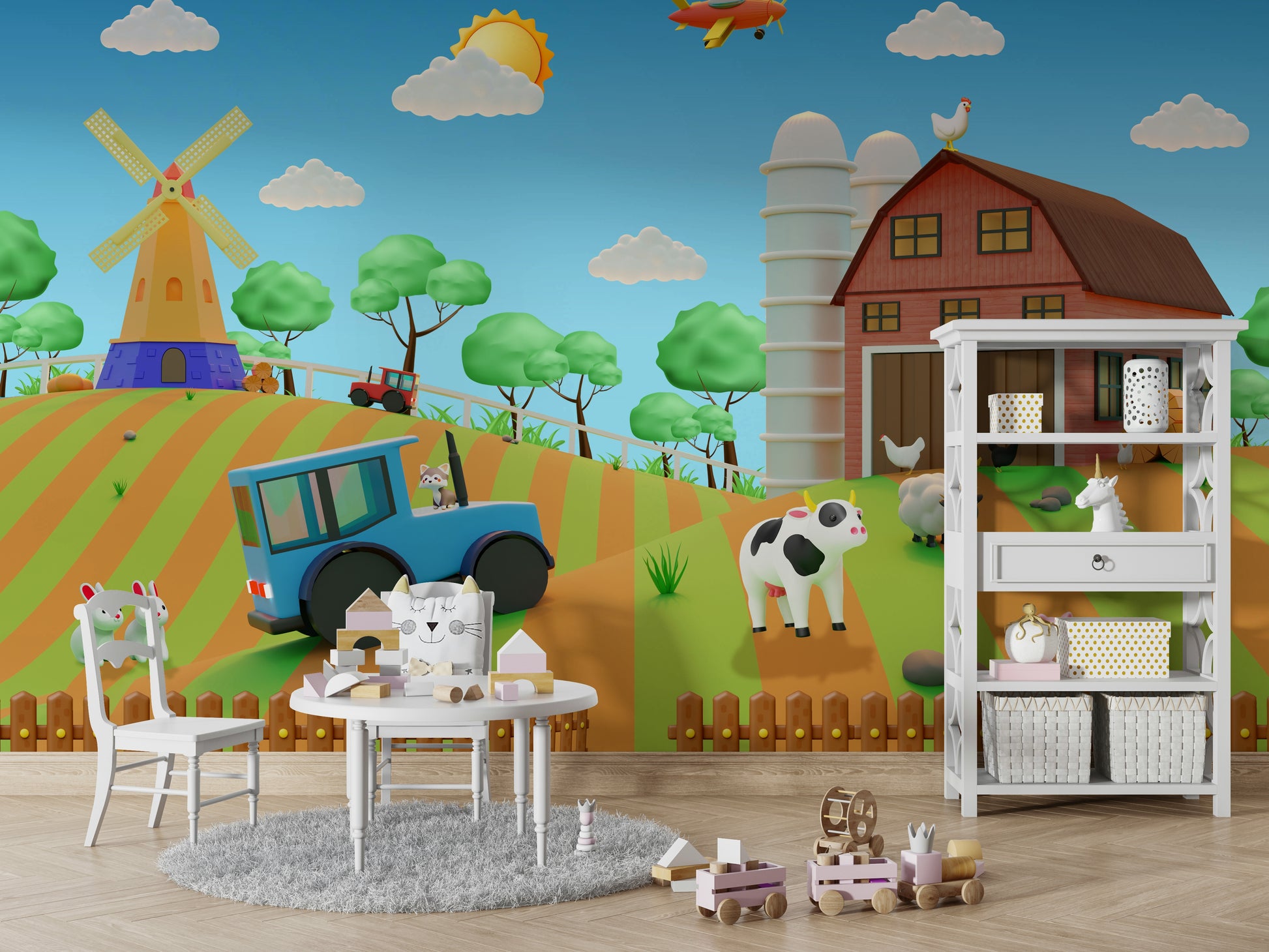 The composition is a fun, whimsical scene.

