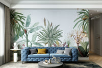 A peaceful wall mural with a natural, vintage design.

