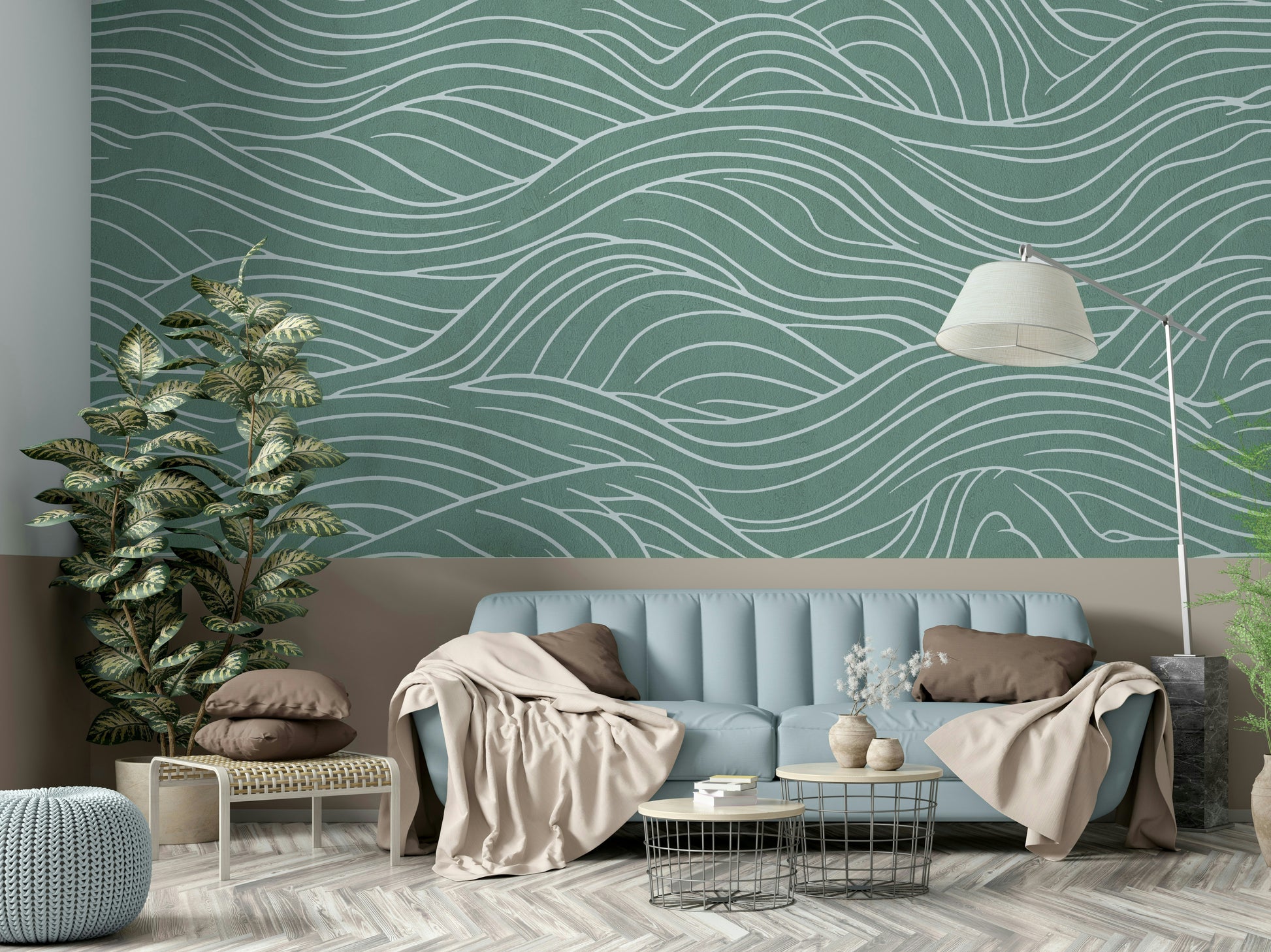 Sage & serene waves, detailed view

