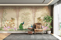 The design features a repeating motif inspired by royal courtyards.

