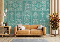 A peaceful wall mural with an organic, natural design.


