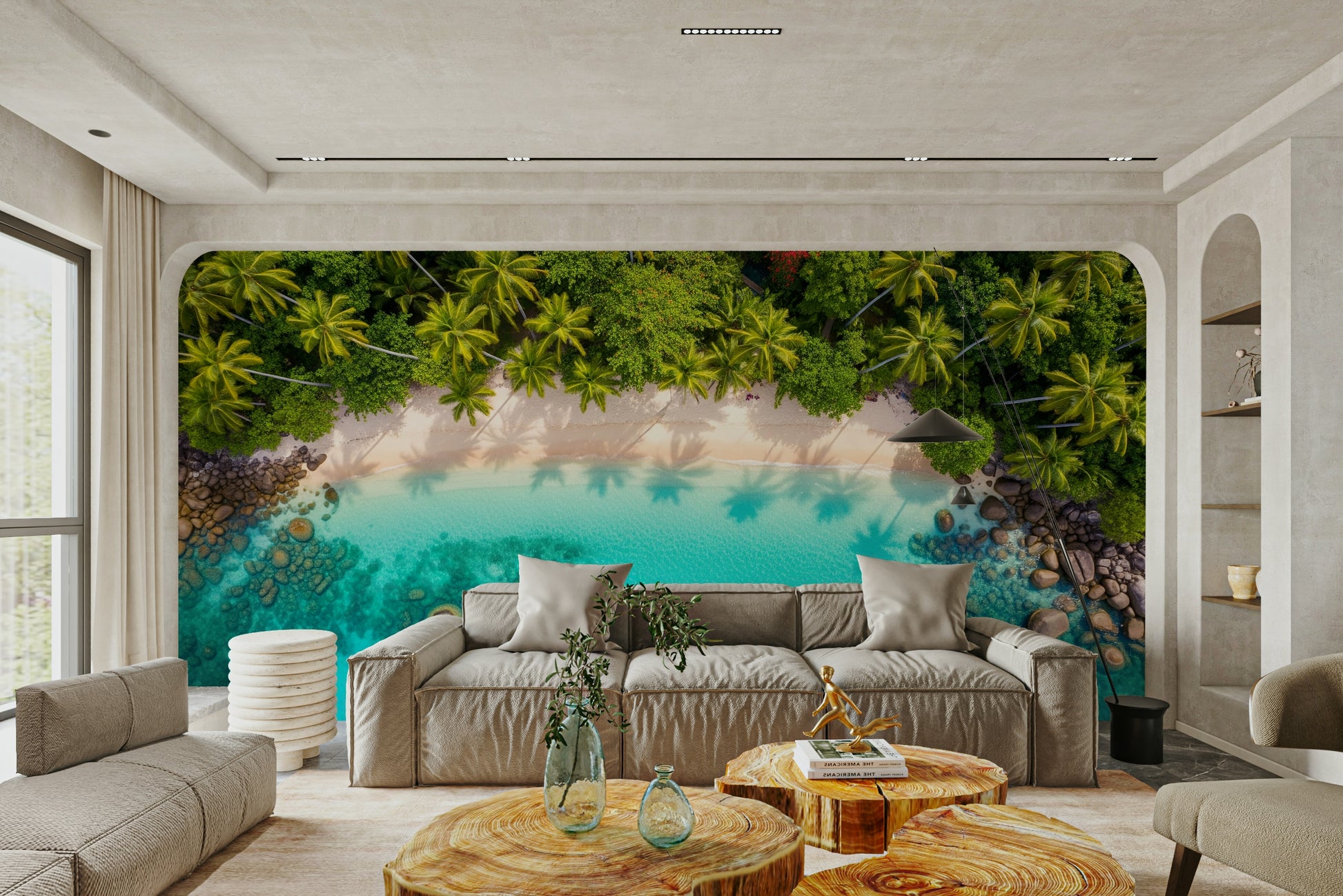 Serene tropical scene with friendly shapes

