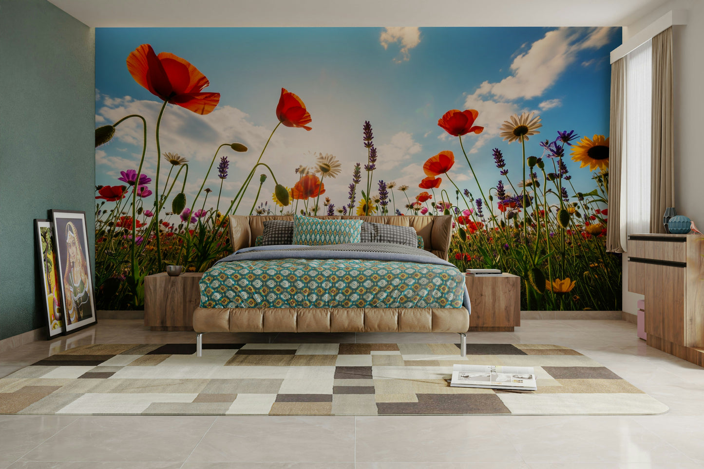 Serene field scene with friendly shapes

