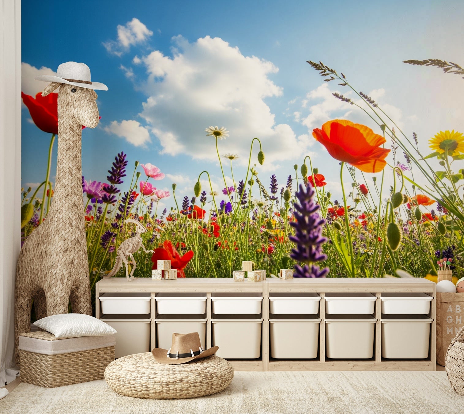 Wall decor showing a tranquil field view

