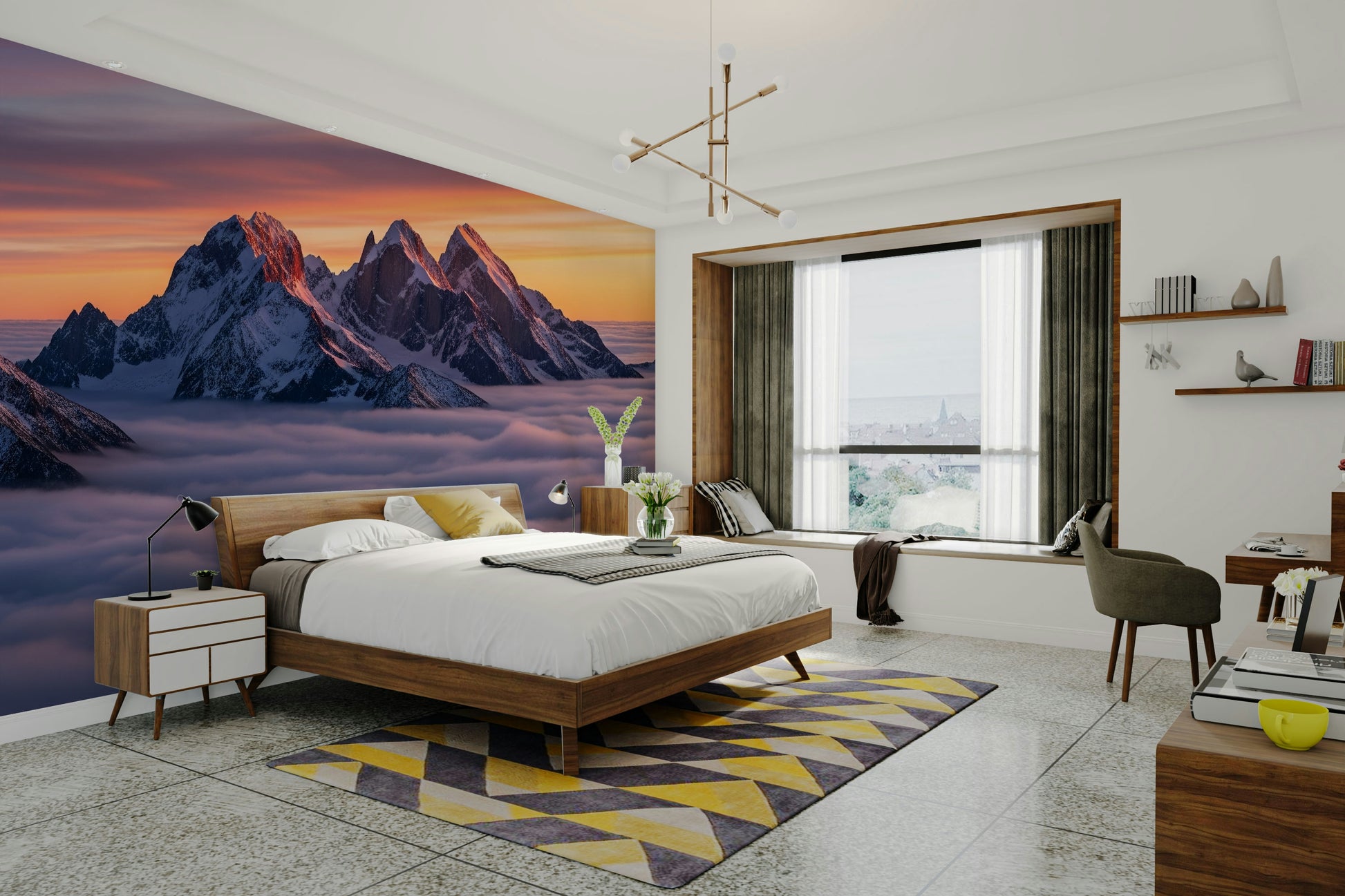 Mountains in clouds, detailed view

