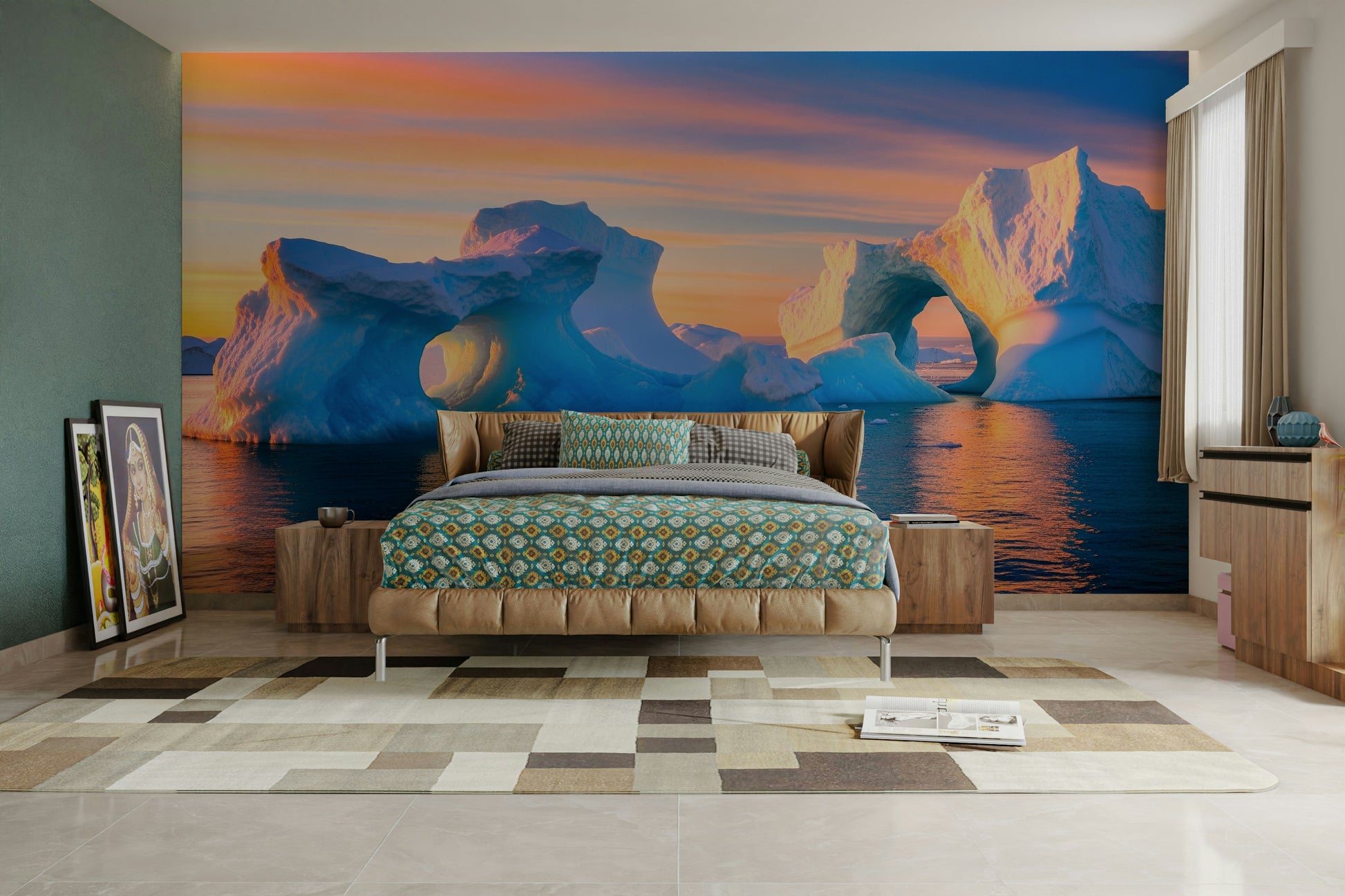 Serene arctic scene with friendly animals

