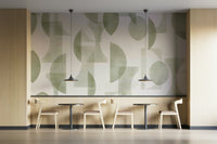 Geometrica Olive wall mural in a kitchen

