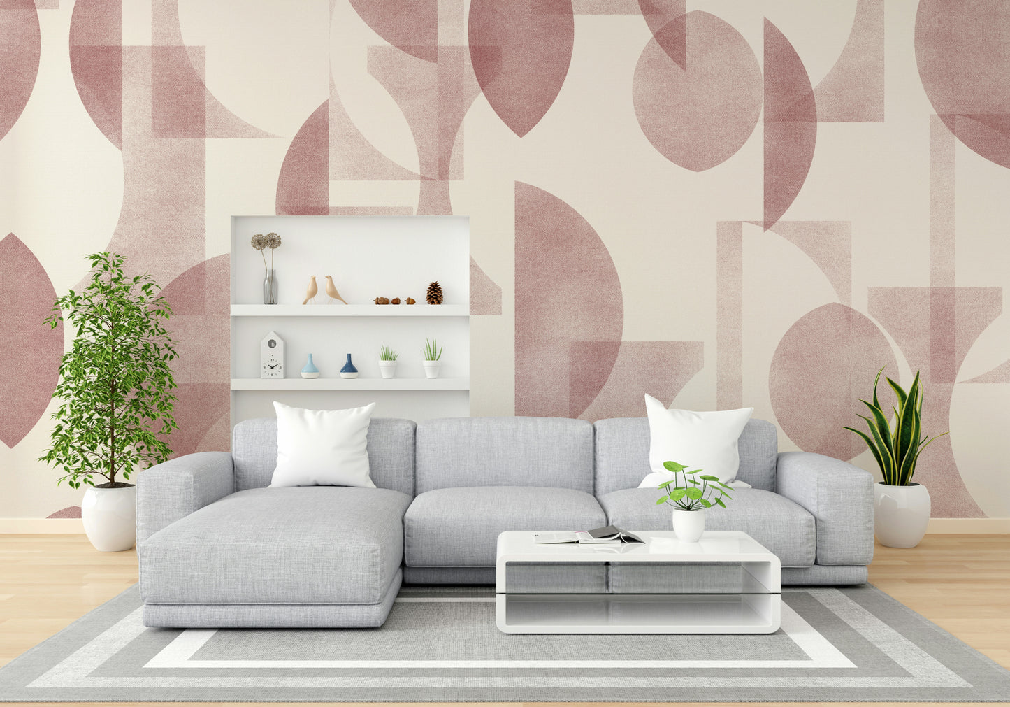 An angled shot of a wall with winery wallpaper

