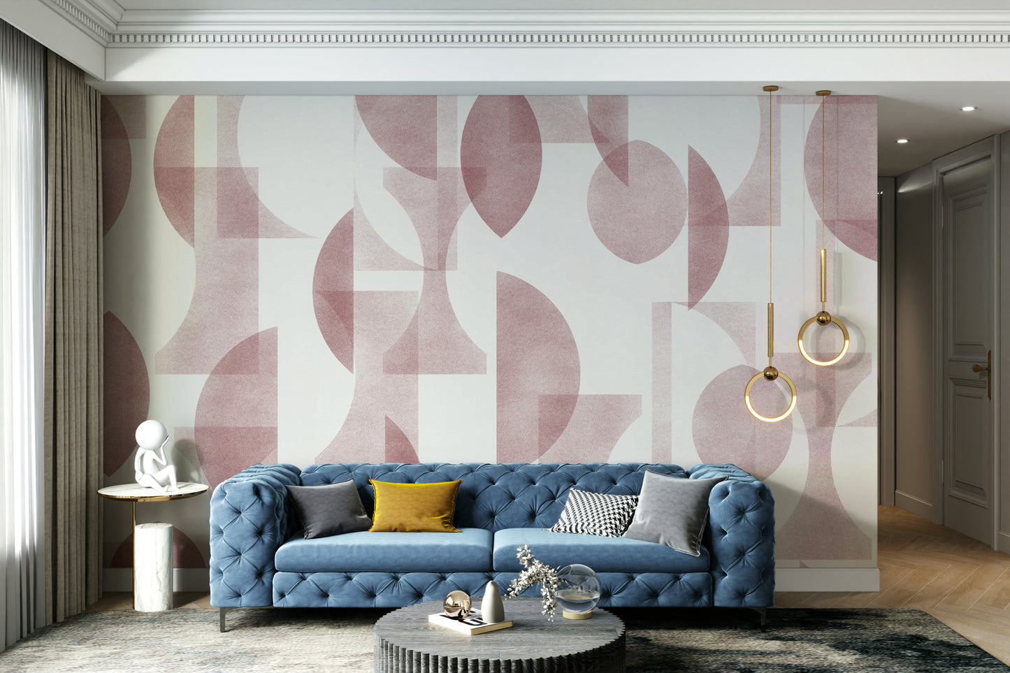 Wallpaper with modern shapes and winery theme