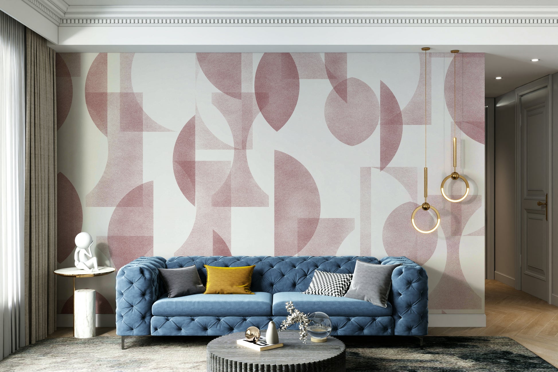 Wallpaper with modern shapes and winery theme