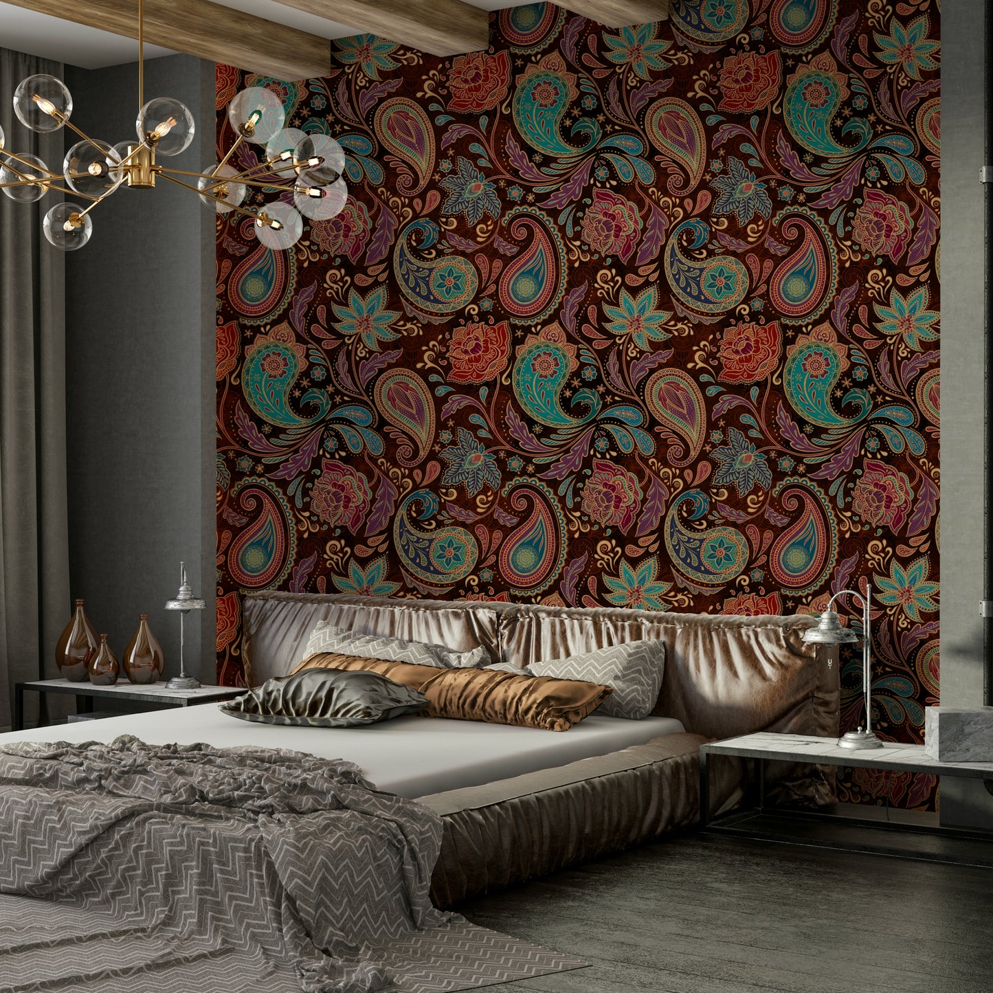 There are hints of other rich colors like emerald green and sapphire blue.
