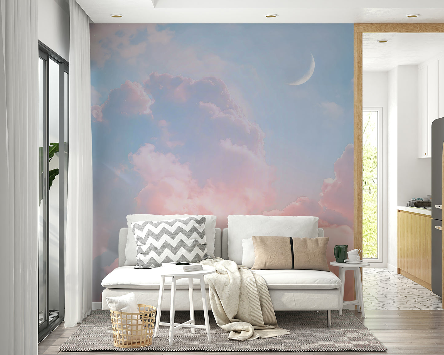 Serene sky scene with a crescent moon


